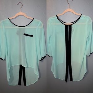 A. BYER Sheer Turquoise Dress Top